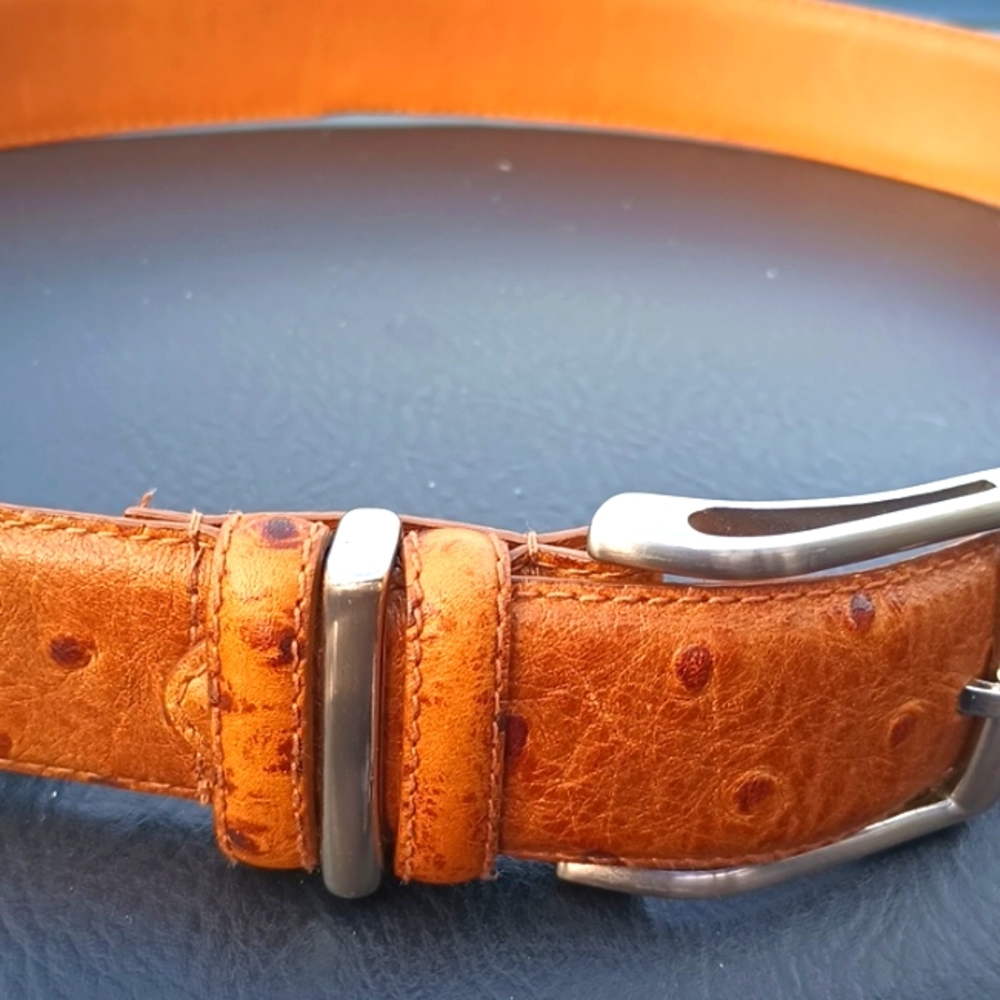 Italian ostrich leather belt
